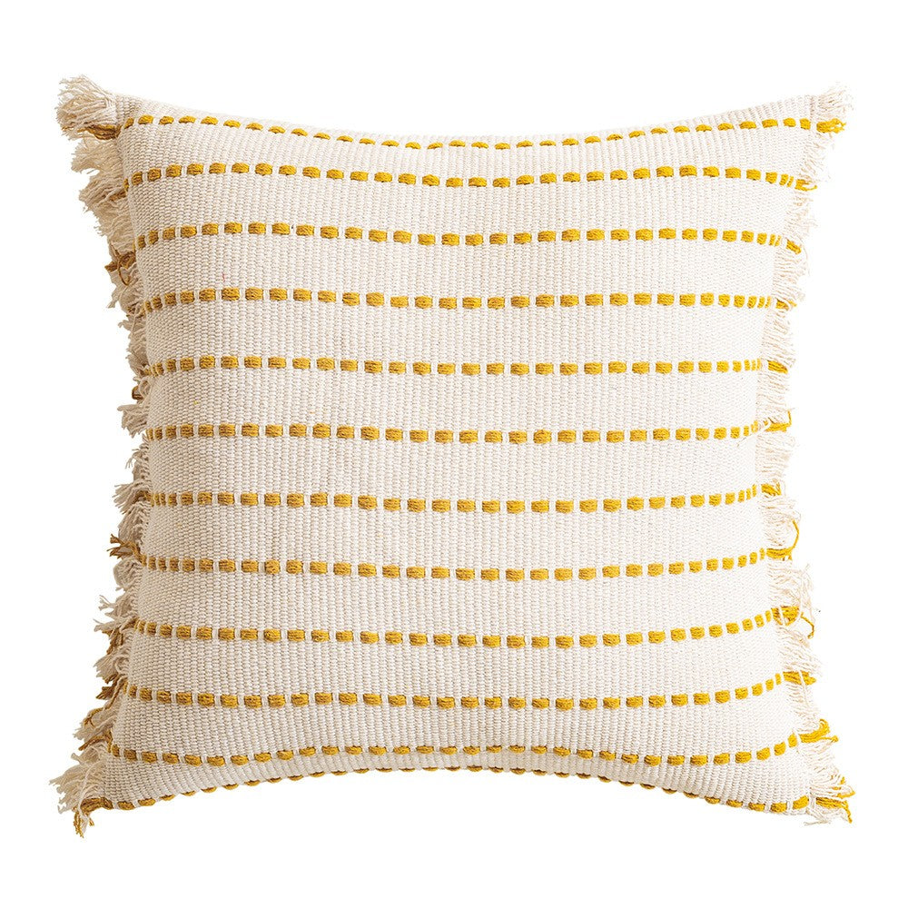 Boho woven cotton cushion cover eclectic colorful texture 18x18 cozy living room accent