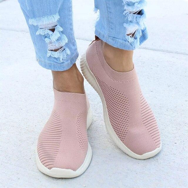 Women's slip-on orthopedic sneakers with padded sole, natural foot alignment support, and laceless comfort design