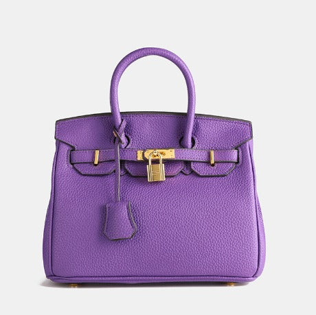 Women's vintage structured handbag with decorative lock detail, timeless silhouette for work and leisure