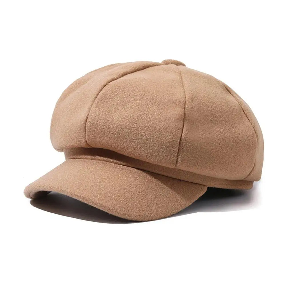 Women's wool newsboy cap structured fit classic casual style with brimmed silhouette everyday wear