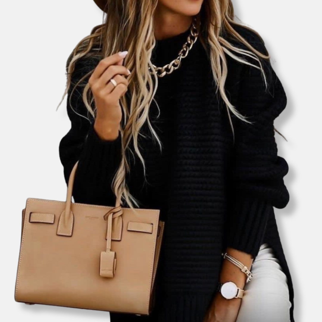 Women's oversized pullover sweater ribbed knit soft texture relaxed casual fit fall winter essential