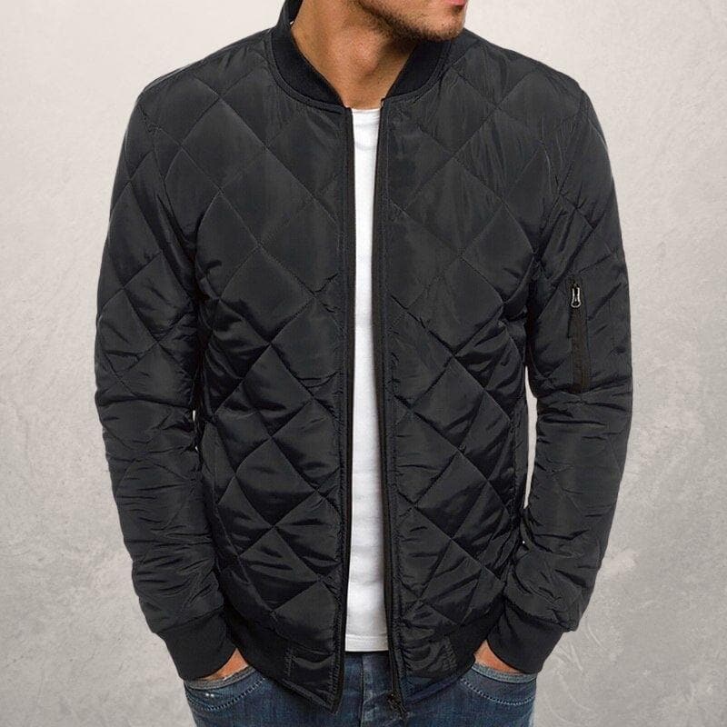 Noah quilted bomber jacket ribbed collar cuffs full-zip unisex versatile everyday winter style