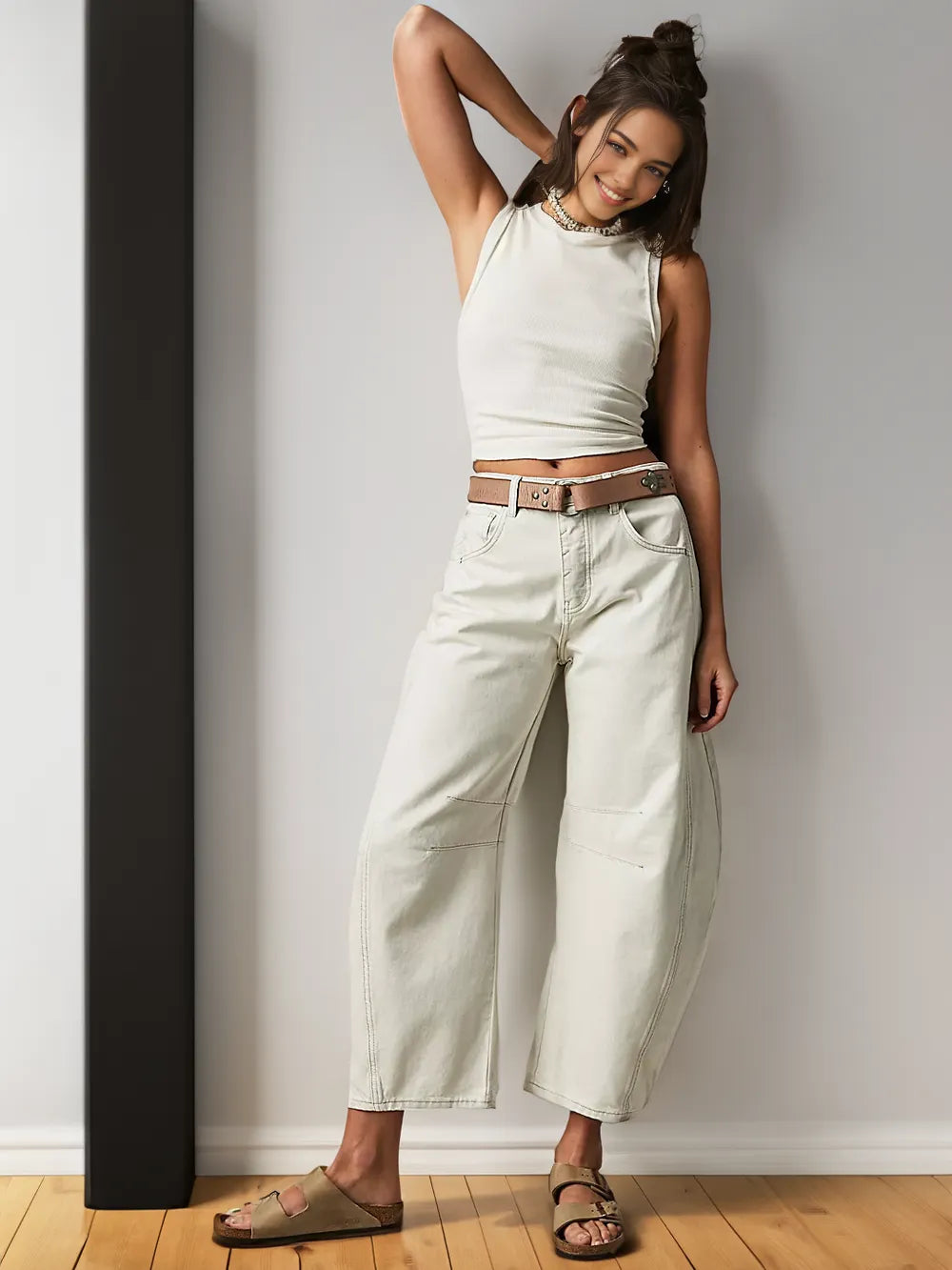 Olivia classic blue wide-leg denim pants women relaxed fit breezy silhouette everyday casual style