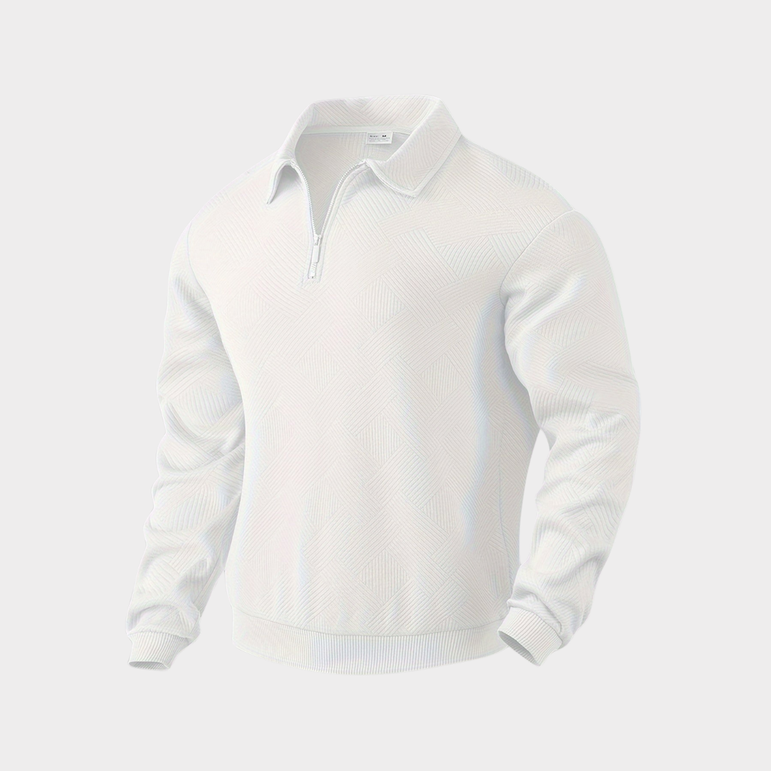 Vince men's textured half-zip sweater neutral tone casual relaxed fit adjustable collar everyday style