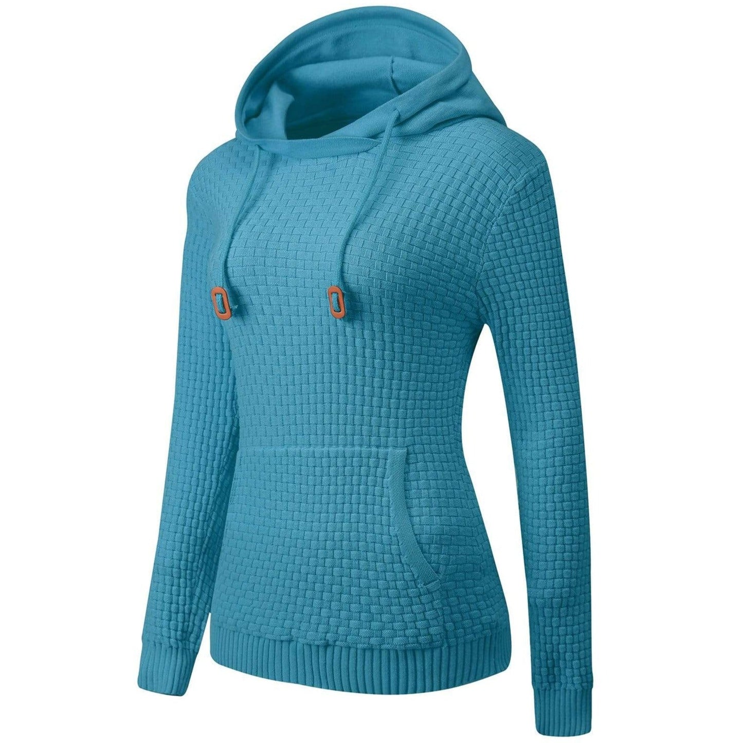 Women's regular fit textured hoodie with drawstring and kangaroo pocket for casual winter style