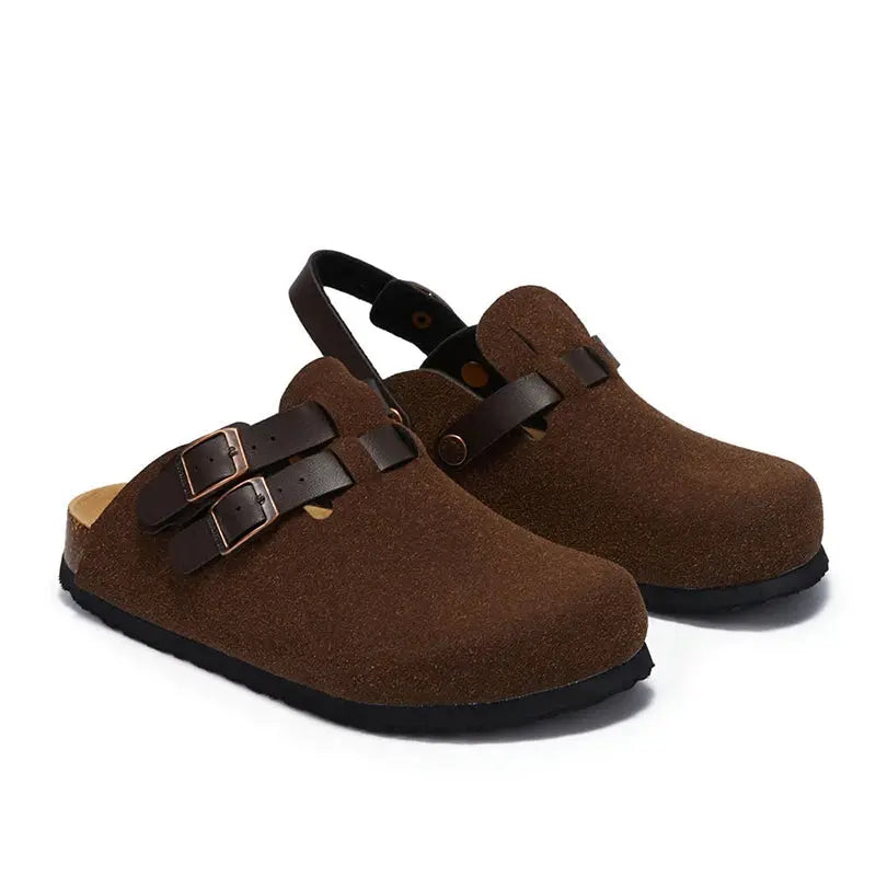 Women's beige cork flat slippers with anti-slip sole, lightweight casual summer indoor outdoor footwear