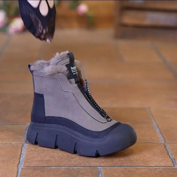 Women's cozy ankle boots lightweight warm minimalist design rubber sole slip-resistant casual style