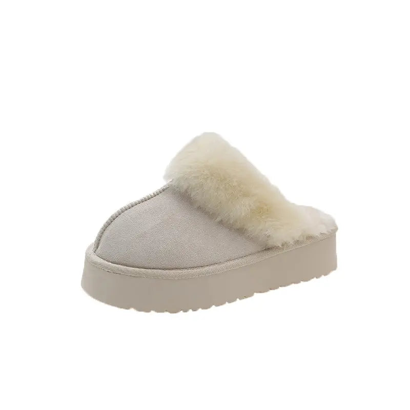 Women's cozy winter slippers suede upper soft cotton lining thick 5cm non-slip sole all-day warmth