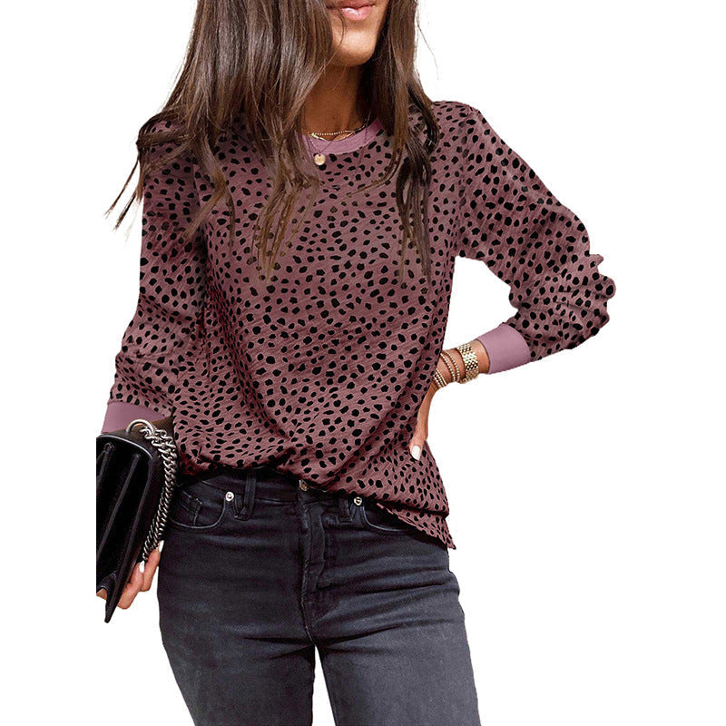 Women's loose fit long sleeve blouse polka dot pattern breathable fabric casual everyday comfort