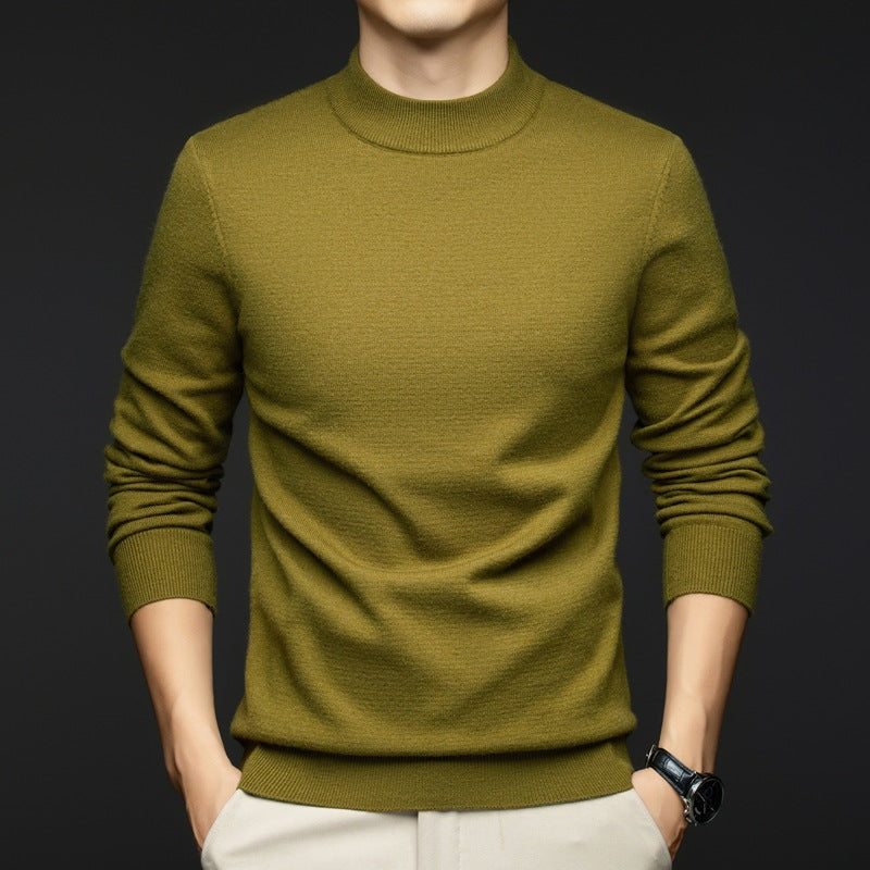 Men's slim fit pullover sweater soft cotton blend ribbed crew neck casual style