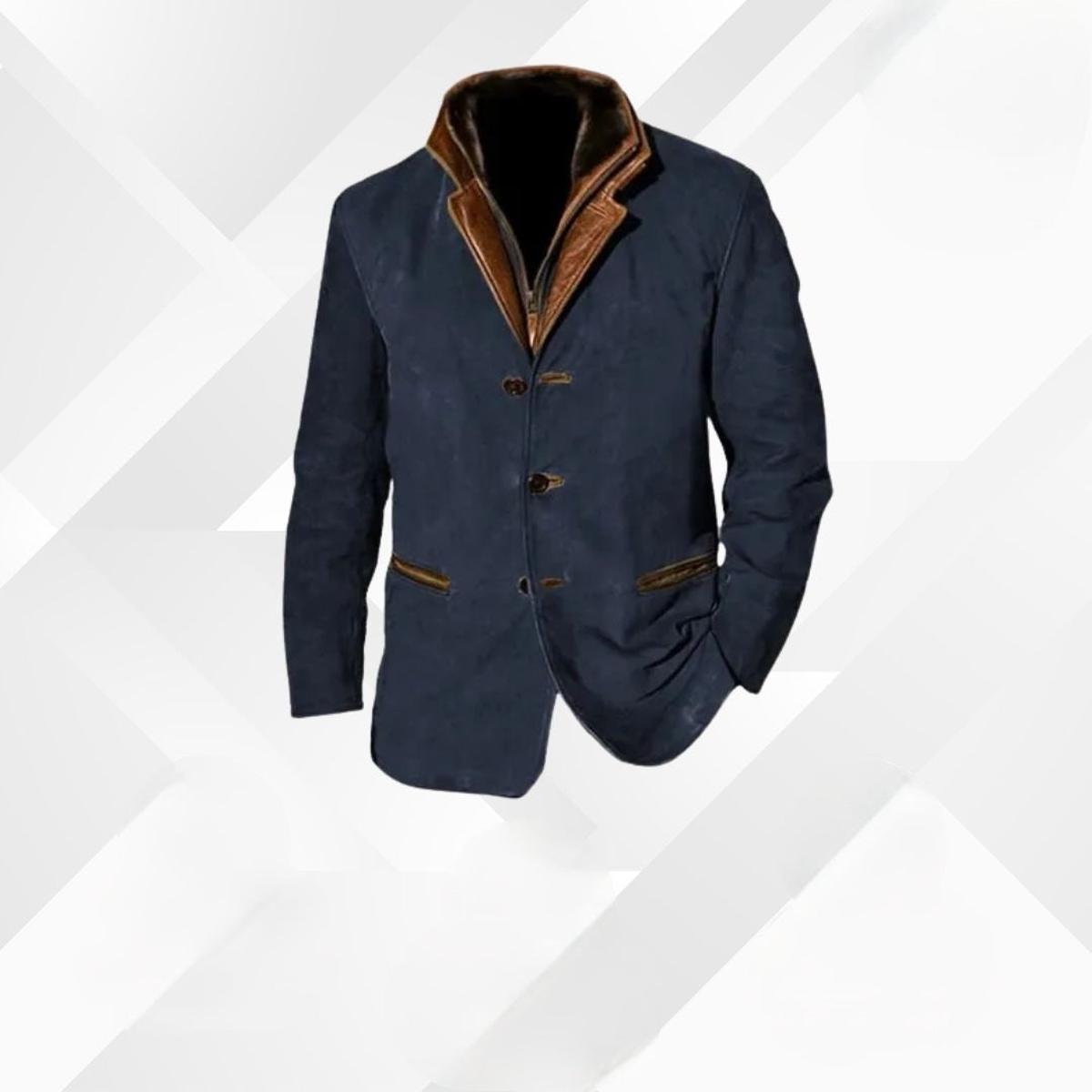 Men's classic button-up winter jacket warm inner lining sharp tailored silhouette timeless style