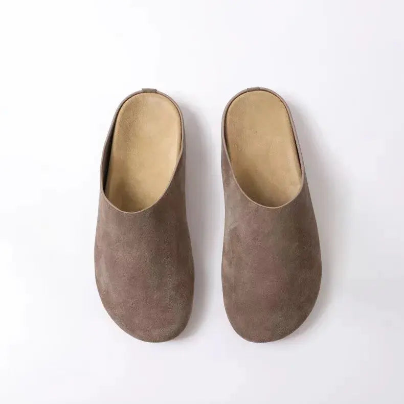 Women's top-grain cowhide leather slip-on clogs with thick cushioned sole for all-day comfort