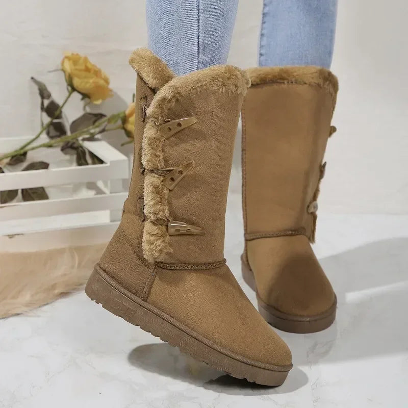 Women's winter snow boots thick sole velvet lining warm all-weather durable cold weather footwear