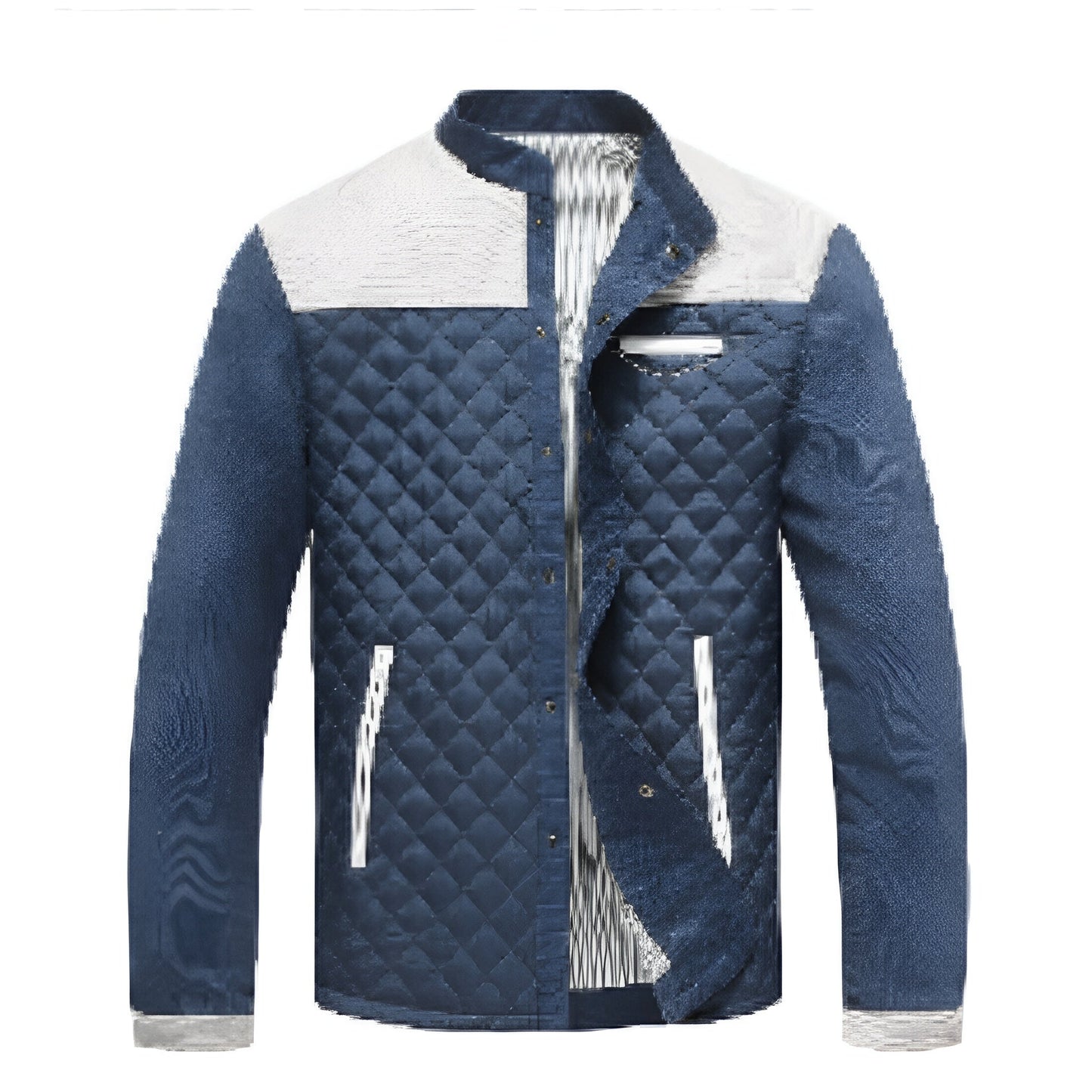 Men's winter down puffer jacket stand-up collar button front quilted casual everyday wear