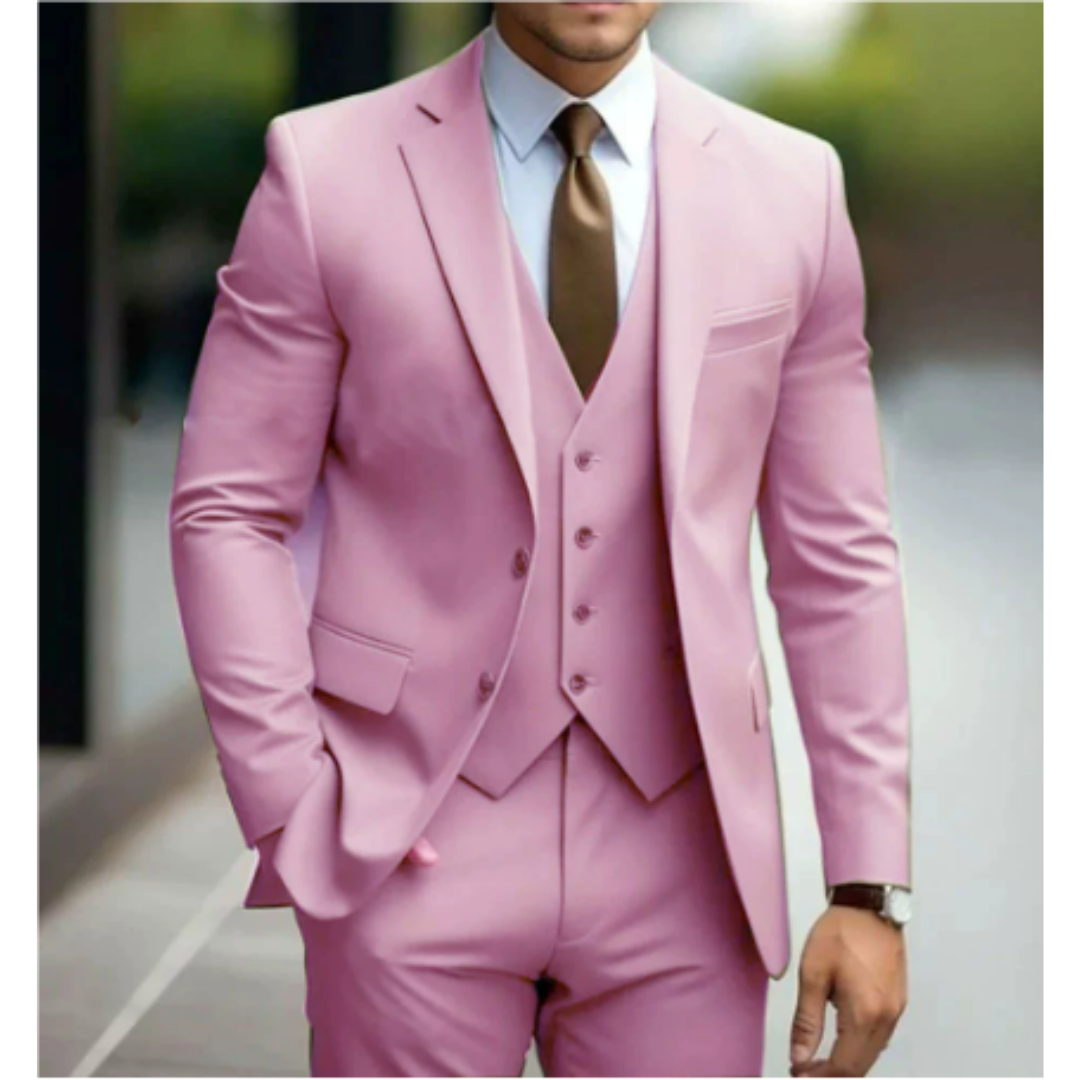 Men's slim fit three-piece suit shawl collar formal wedding set jacket vest trousers elegant