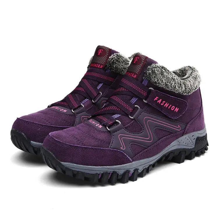 Women's warm velvet outdoor shoes with thermal insulation, cozy suede winter boots chic style