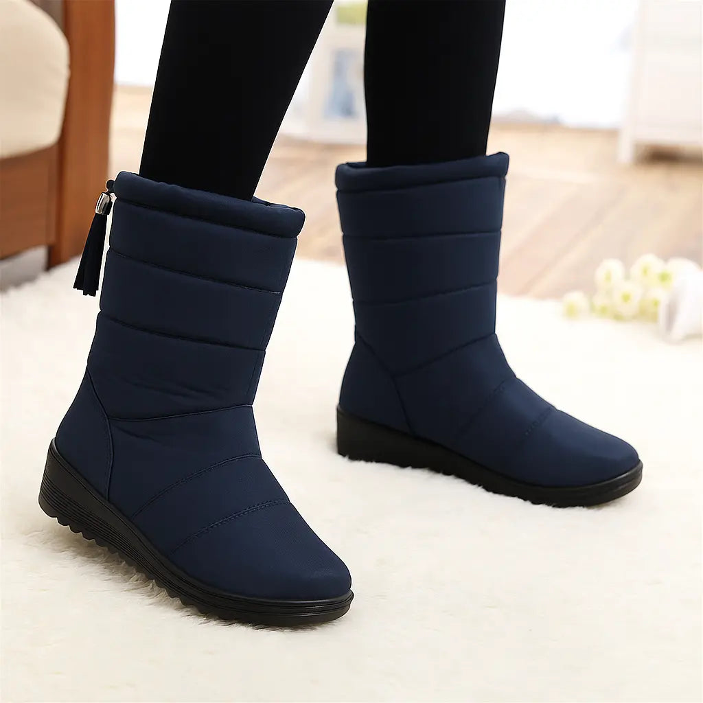 Women's waterproof mid-calf winter boots, warm stylish design for snow and cold weather
