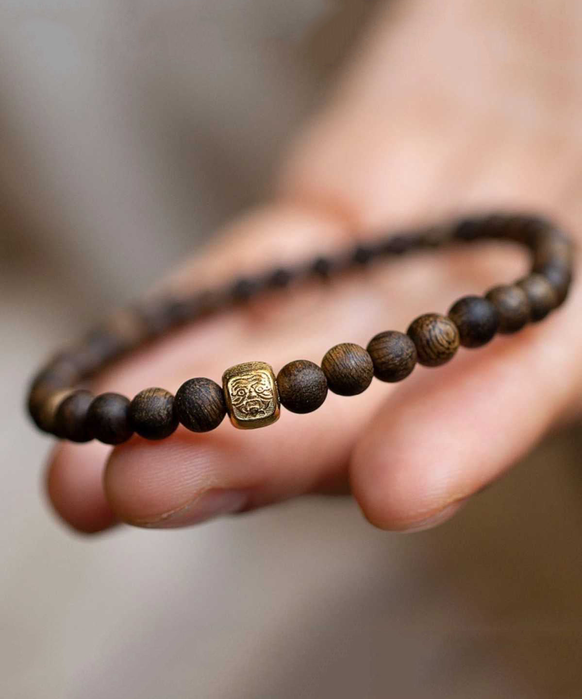 Bracelet en argent sterling marron avec perles dorΓ©es pour femme - Urbann-Vibe