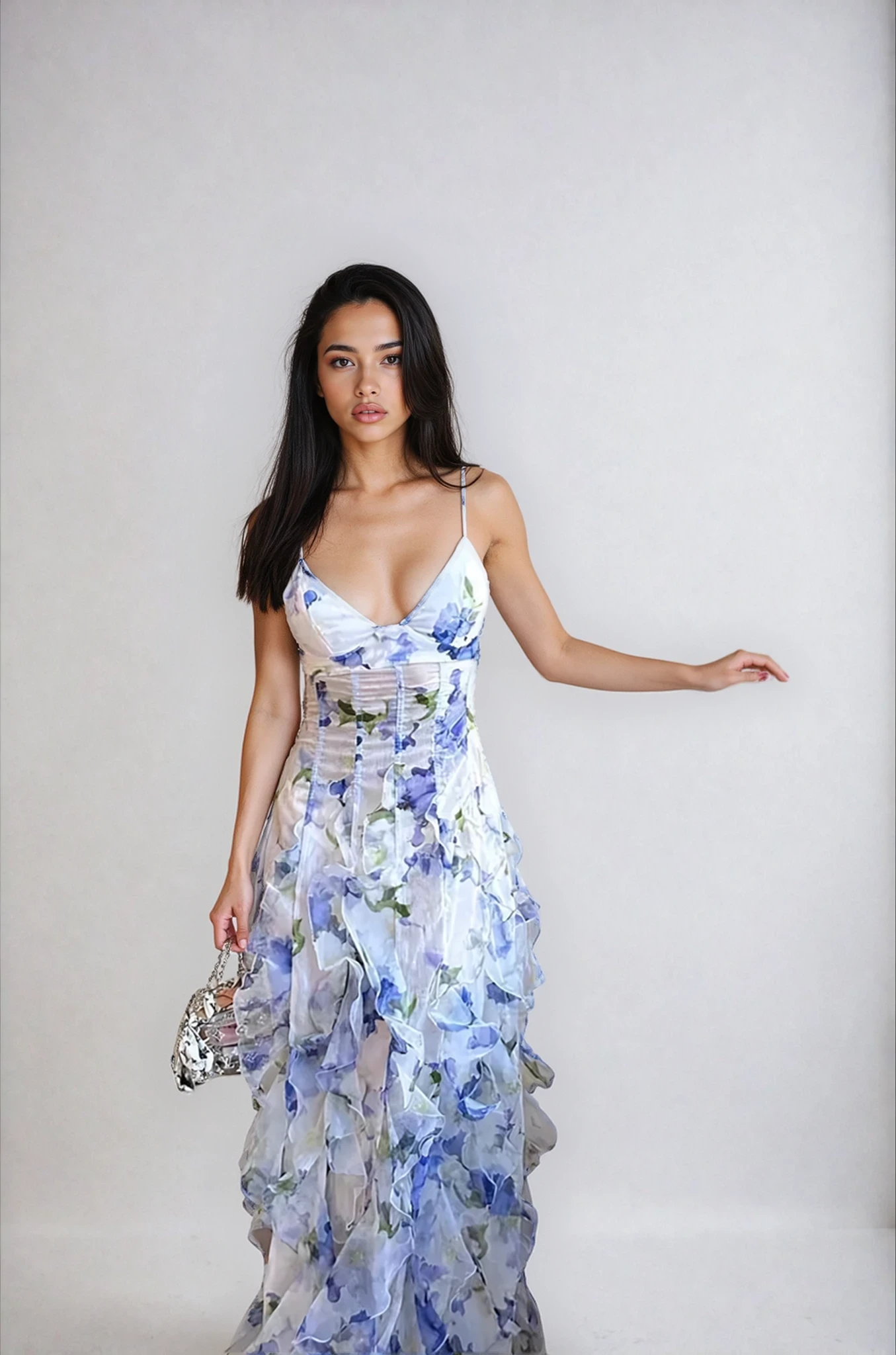Romantic Floral Summer Party Maxi Dress For Women With Spaghetti Strap