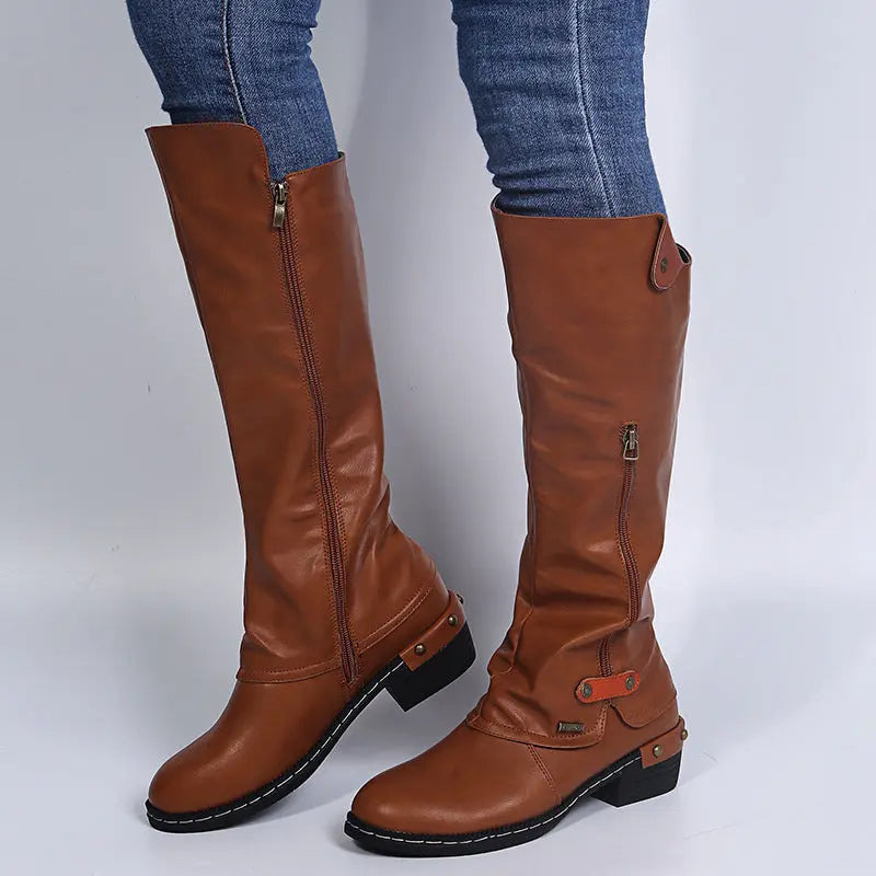Women's glossy black zip-up ankle boots with cushioned insole, chic low heel for work and evening