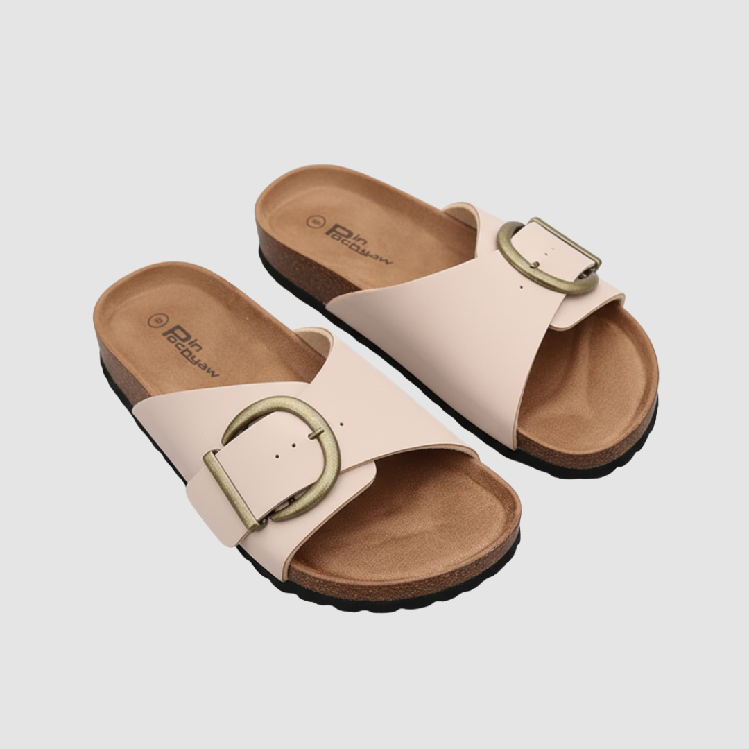 Women's buckle ciabatta sandals adjustable strap casual slide comfortable everyday wear