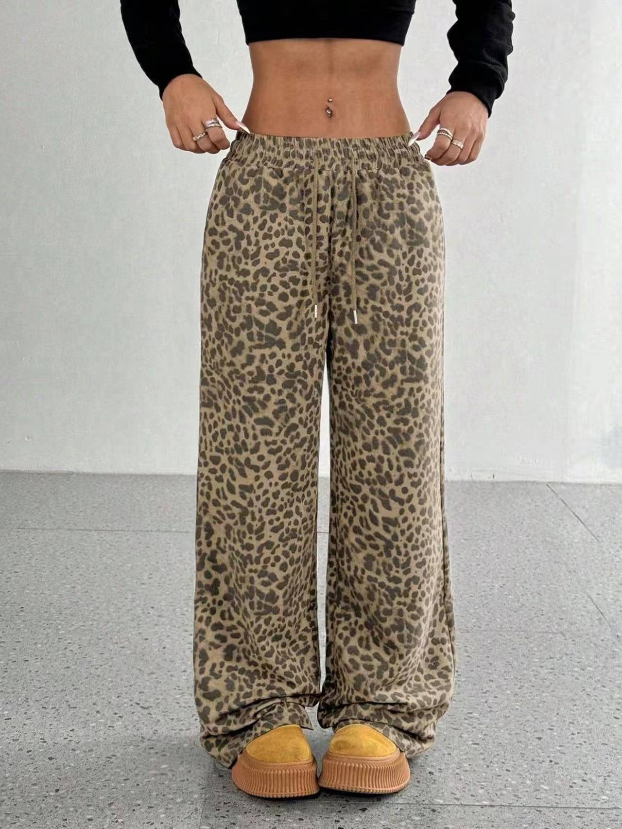 Women's high waist wide leg pants soft geometric pattern, flattering relaxed silhouette