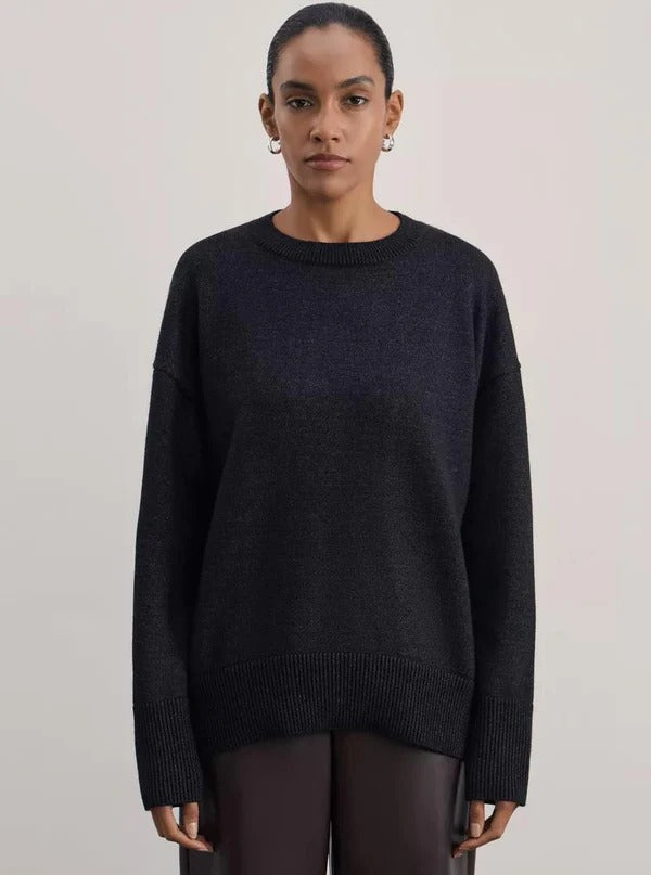 Women's soft knit pullover sweater relaxed fit high neck long sleeves cozy everyday style
