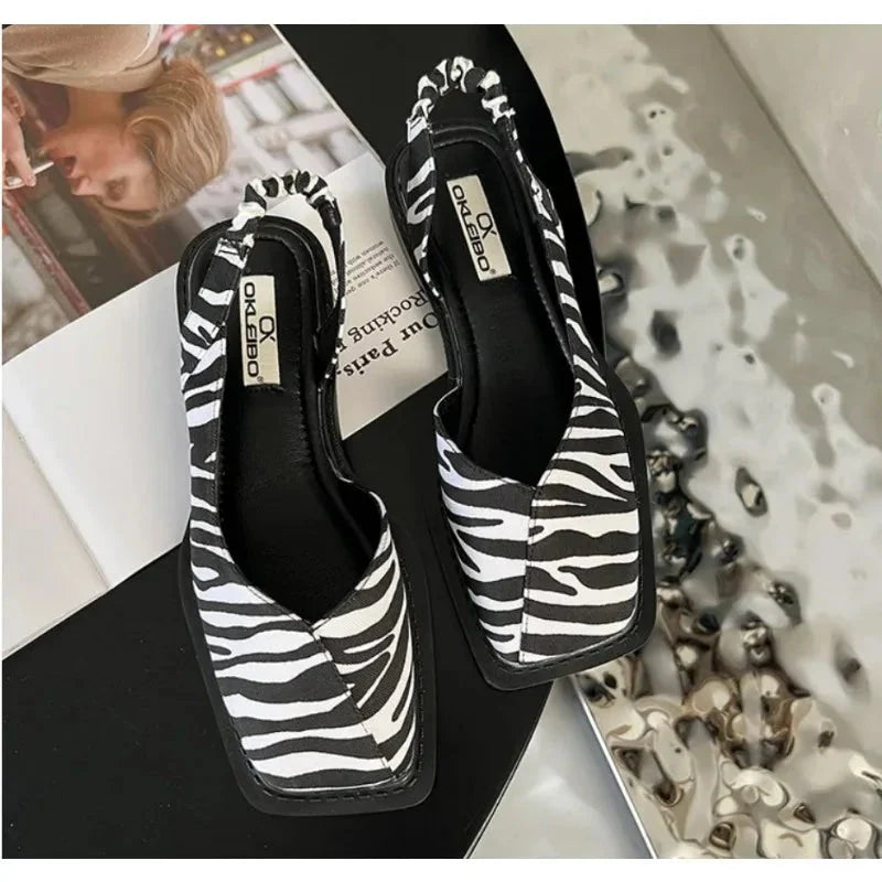 Women's square toe slip-on loafers with elastic heel band cushioned insole all-day comfort