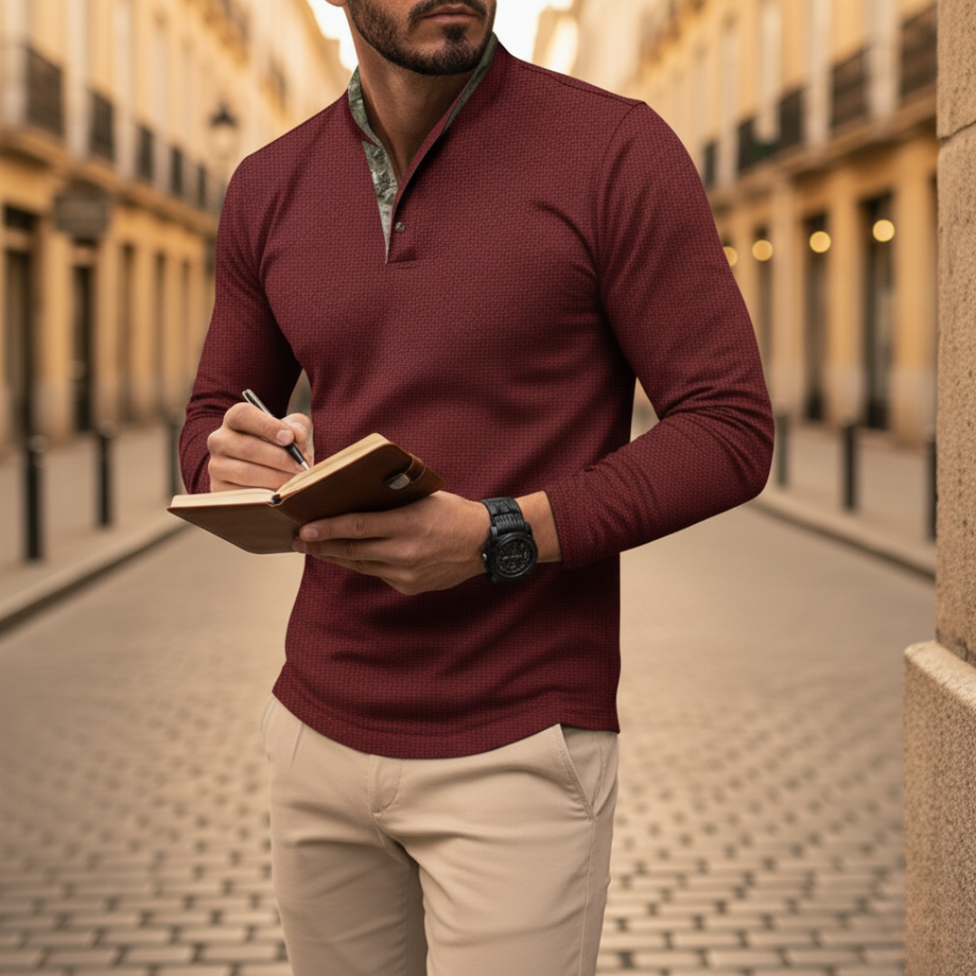 Men's long sleeve polyester t-shirt casual slim fit breathable everyday comfort wear
