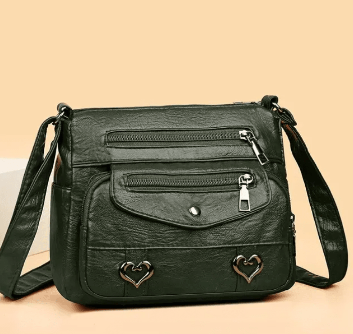 Women's shoulder bag multiple compartments zippered pockets adjustable strap everyday organization