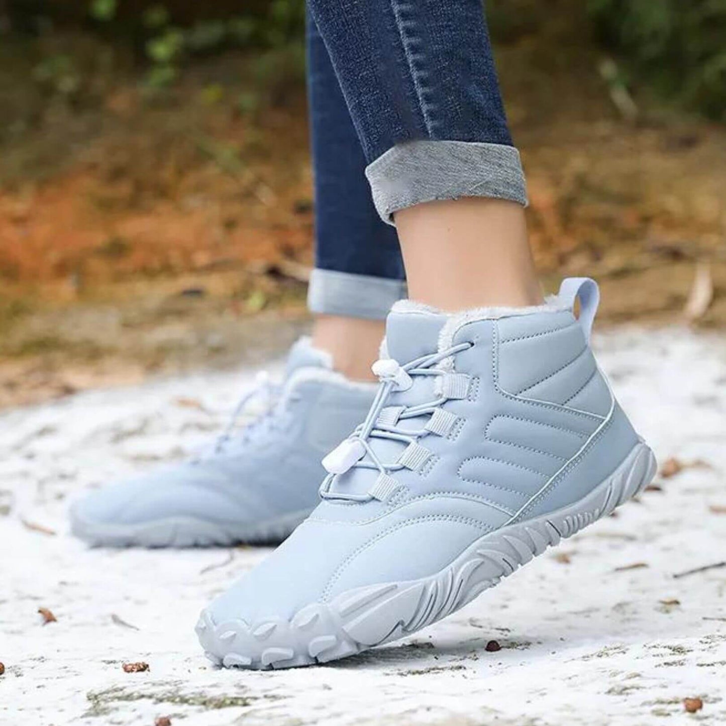 Waterproof unisex winter boots wide toe box fleece-lined quick-lace couples matching cold weather style