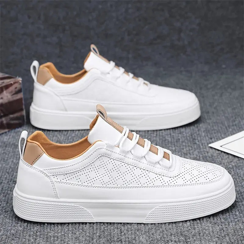 White perforated slip-on low-top sneakers with breathable EVA upper for all-day comfort