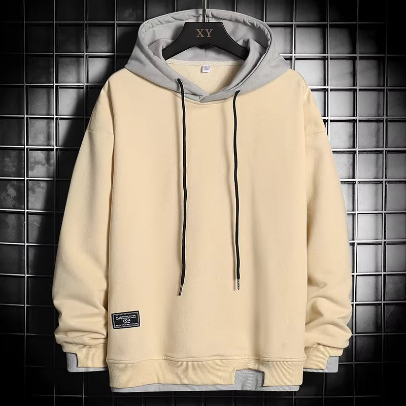 Triton unisex dual-tone hoodie cotton blend layered hem colorblock lightweight casual pullover