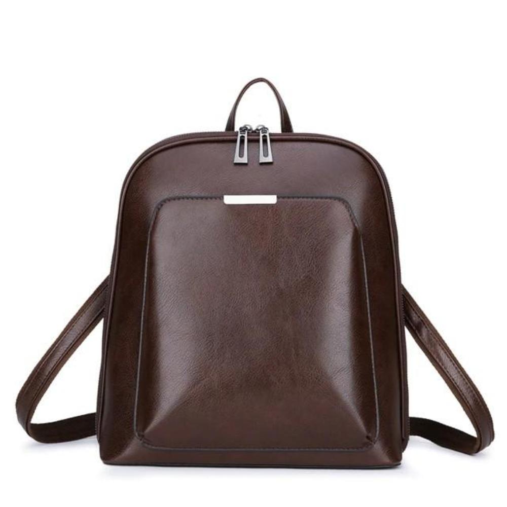 Amanda vegan leather women's backpack with adjustable straps, dual zipper, spacious rectangular design