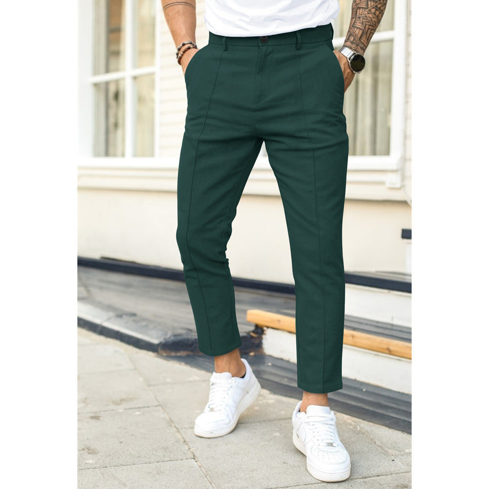 Men's lightweight tailored fit pants neutral tone breathable urban professional everyday wear