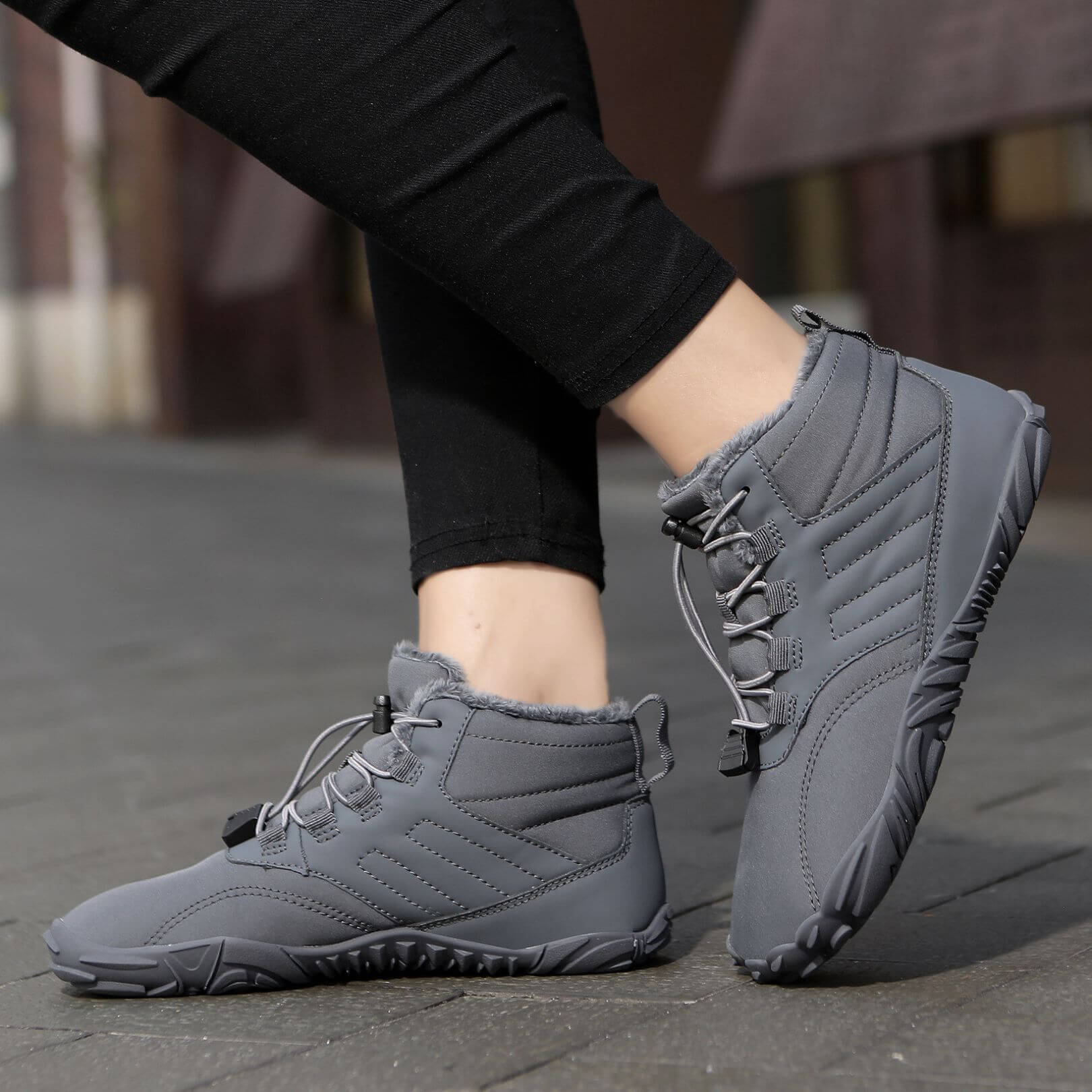 Waterproof winter boots wide toe box fleece-lined quick-lace unisex couple matching cold weather