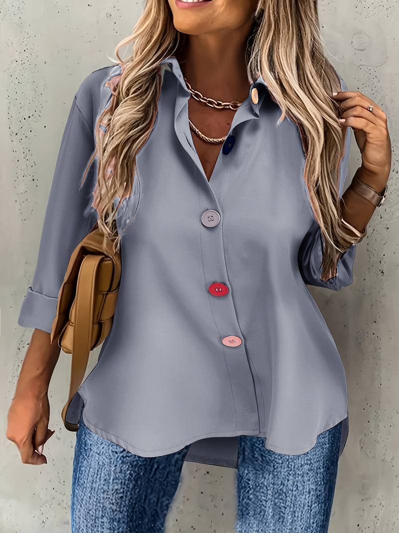 Women's white long sleeve Sarah shirt timeless relaxed fit versatile spring autumn wardrobe essential