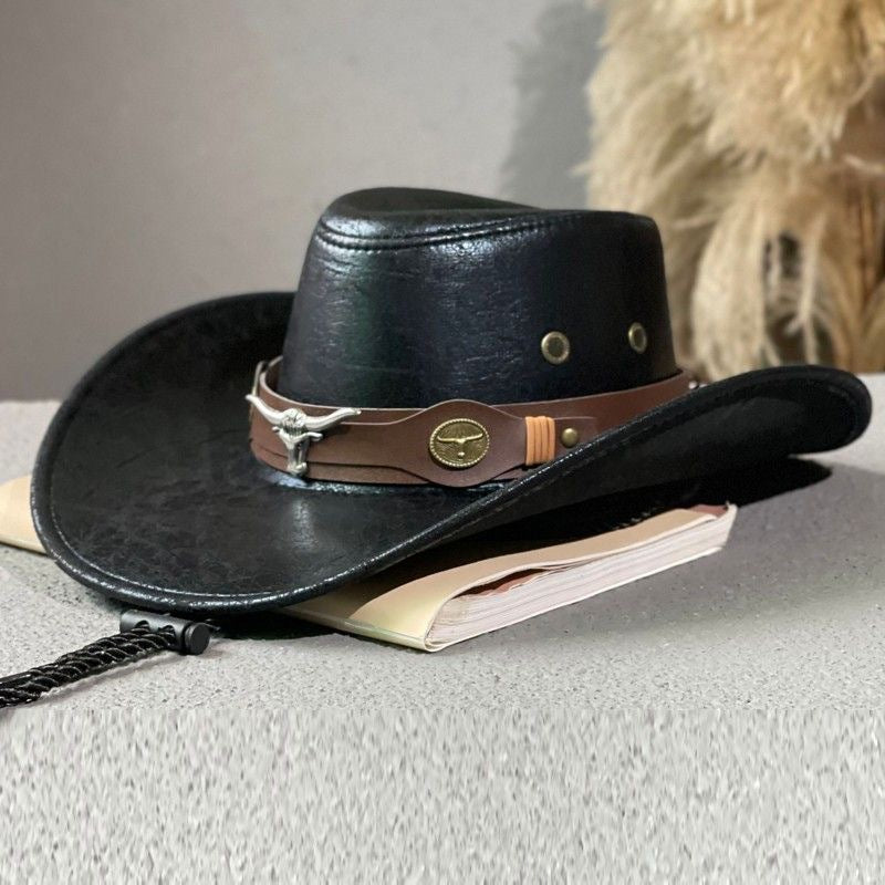 Breathable warp knit cowboy hat with dome crown and wide brim for western rodeo sun protection