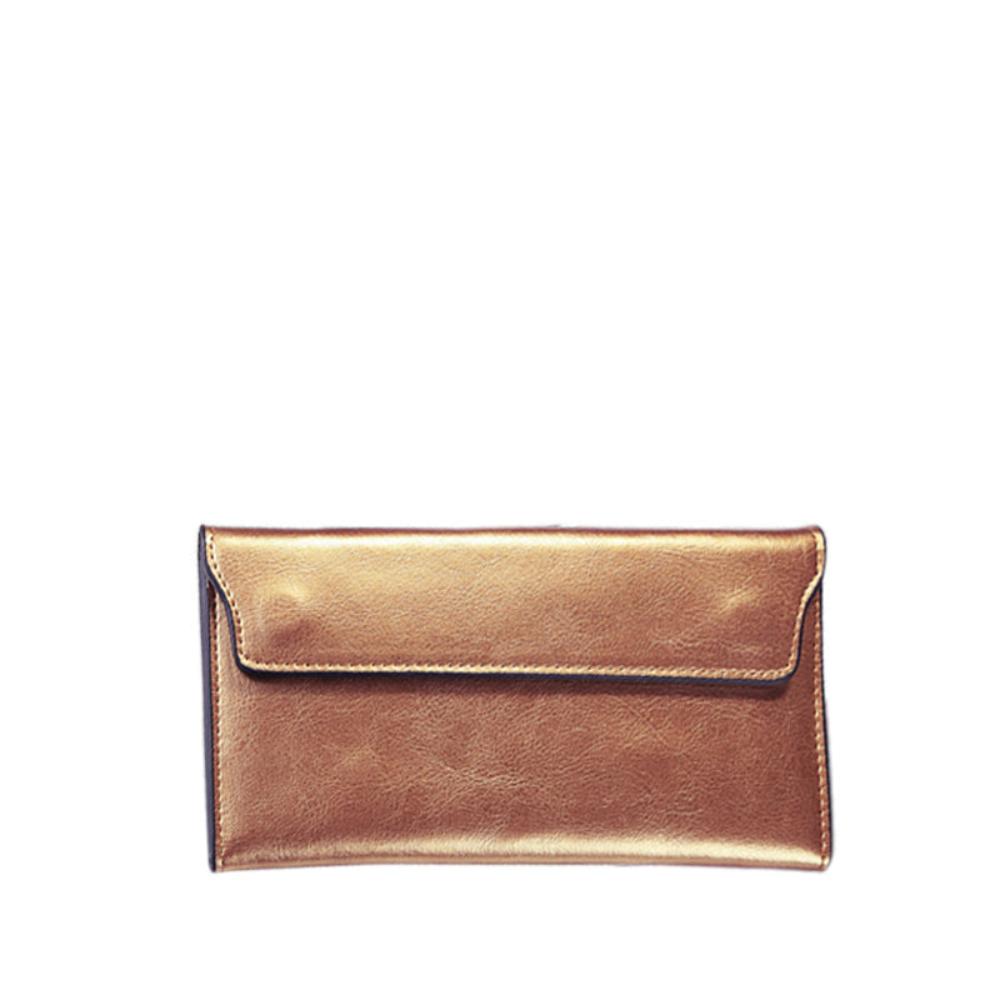 Jane slim genuine leather fold wallet for women with magnetic flap closure and secure card slots