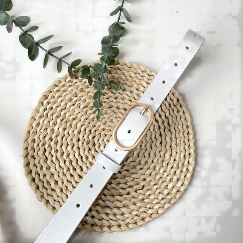 Genuine leather unisex pin buckle belt, retro casual style, 2.3cm wide solid color durable cowhide