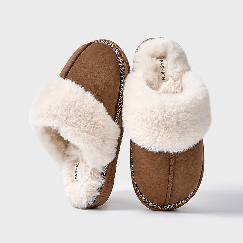 Women's fur-lined slip-on moccasin slippers with plush interior lining for luxurious warmth and easy comfort