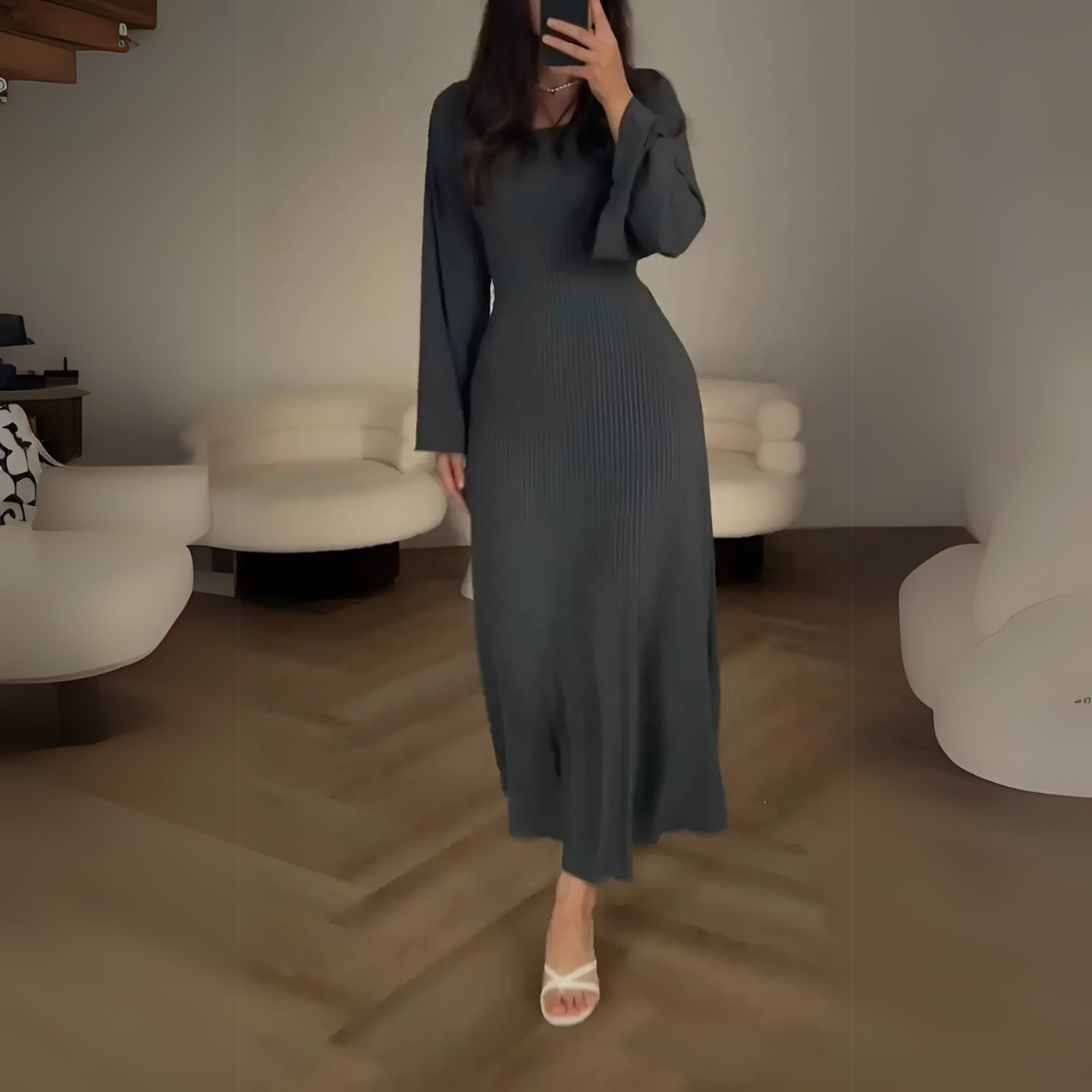 Louna women's elegant long sleeve dress refined cut timeless silhouette for all occasions
