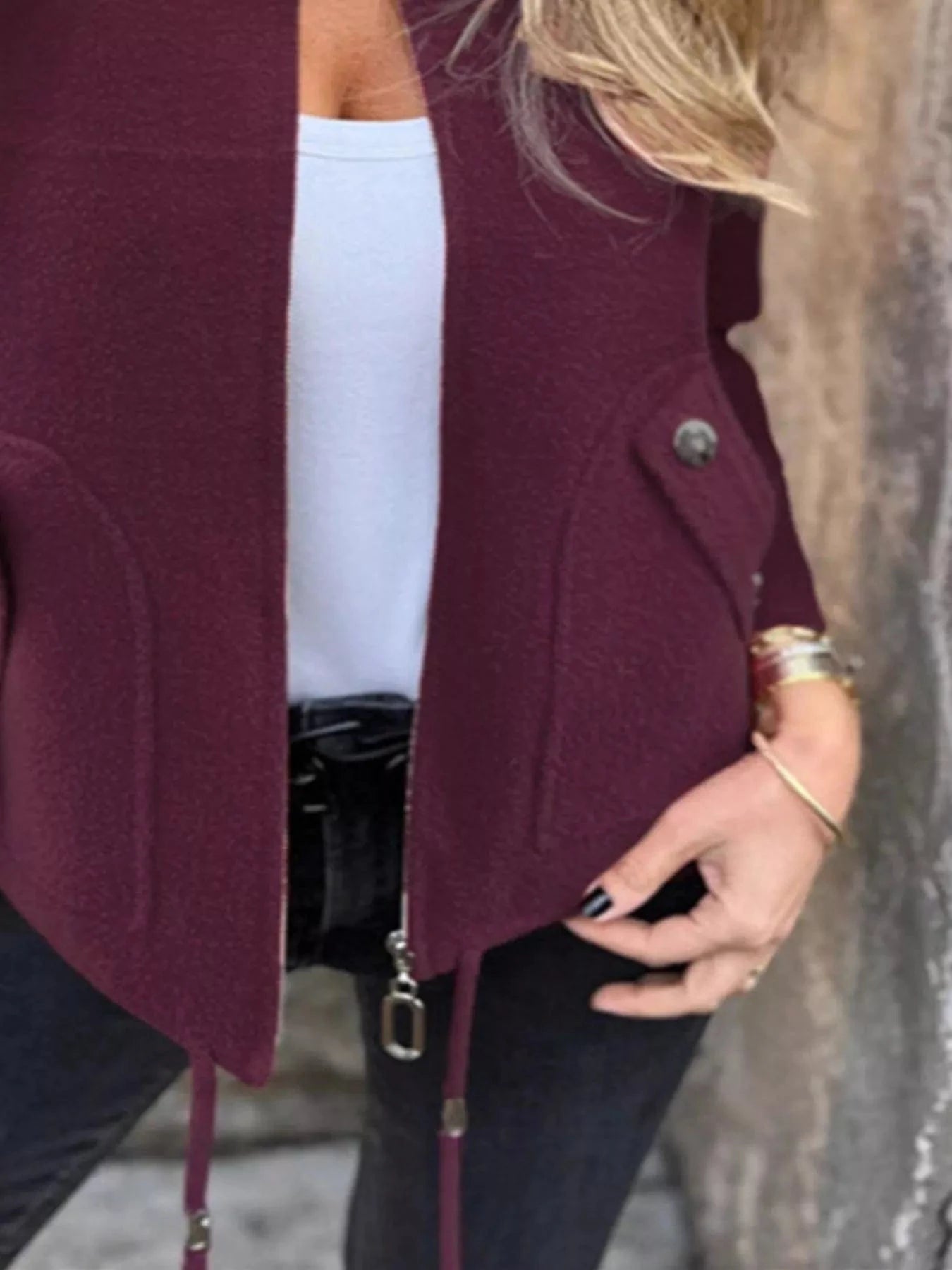 Elegant women's tailored jacket sleek straight cut refined silhouette versatile fall layer
