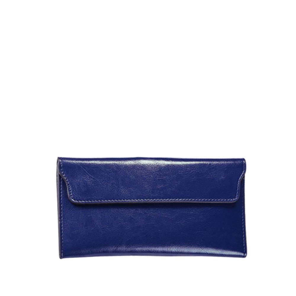 Slim genuine leather fold wallet for women with magnetic flap closure and secure card slots