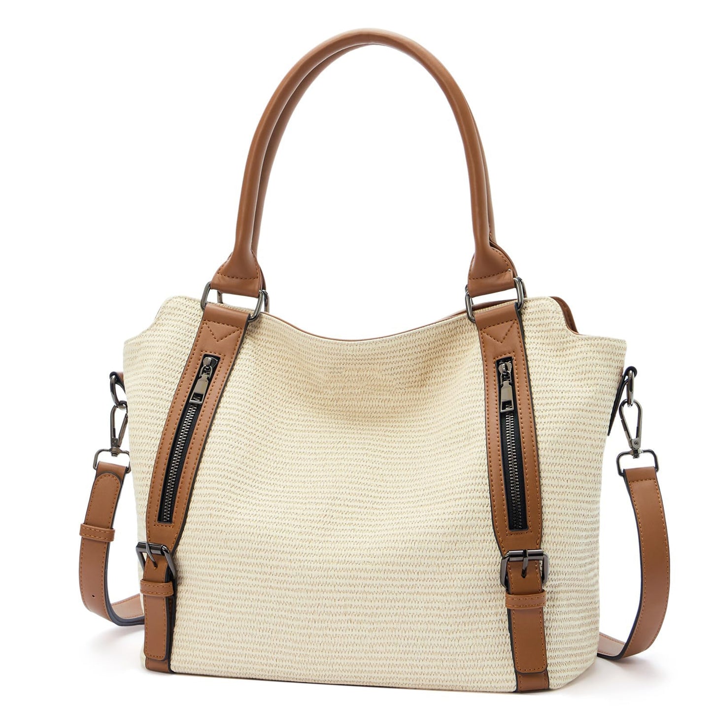 Retro crossbody tote bag large capacity zippered vintage-style shoulder bag for women travelers