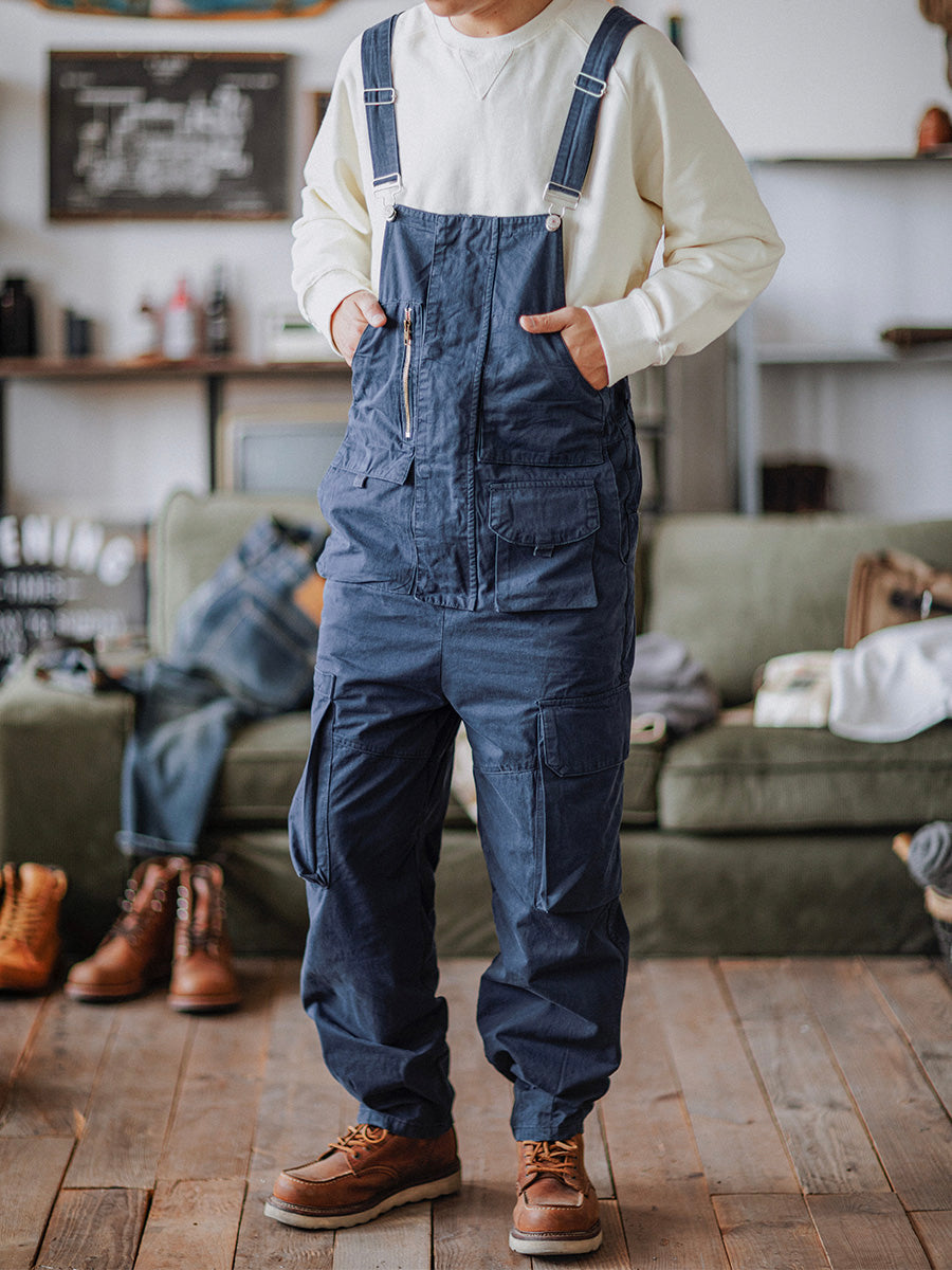 Loose unisex overalls tapered silhouette multiple pockets casual everyday comfort versatile wear