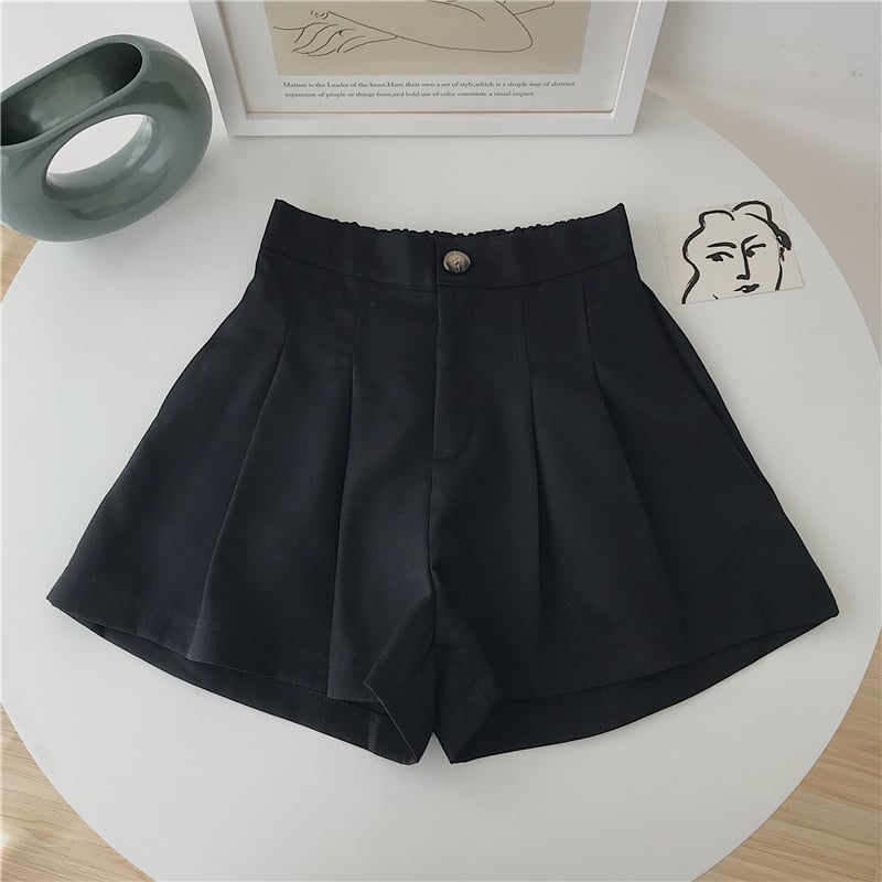 Women's high waist pleated wide-leg shorts elegant casual summer neutral versatile wardrobe staple