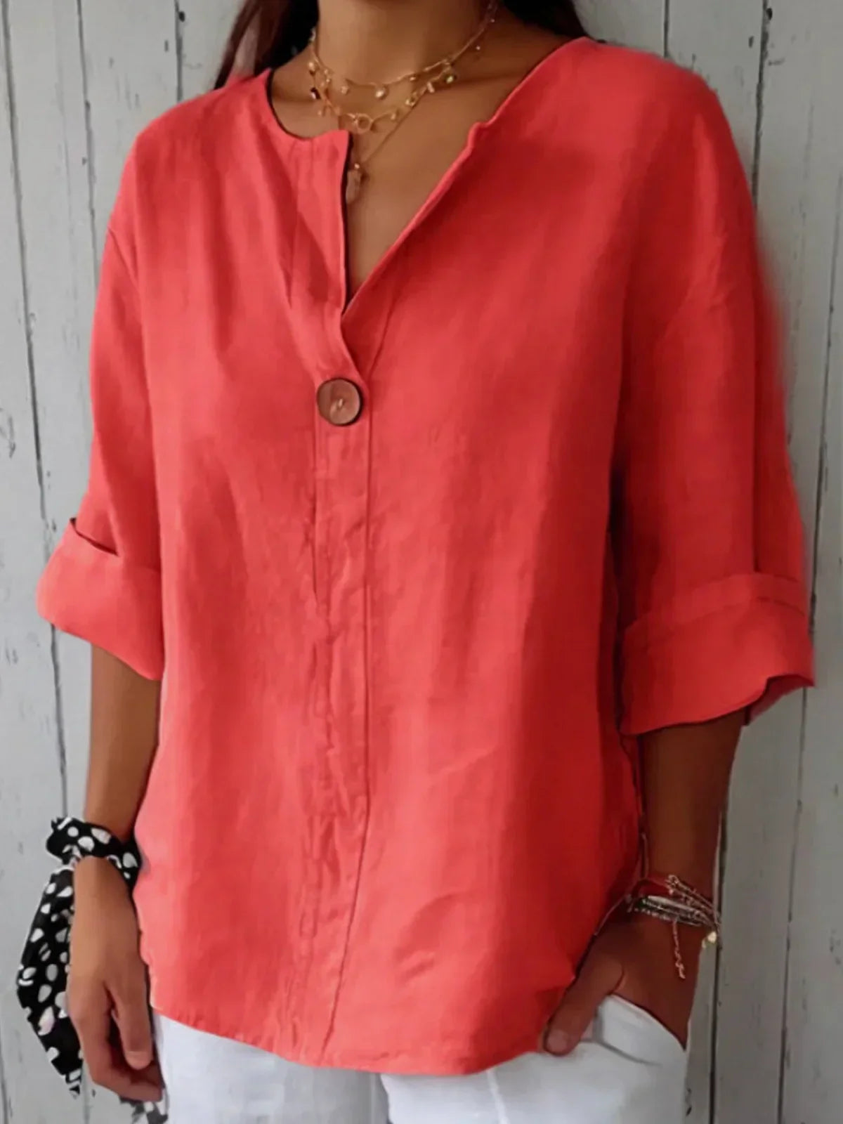 Women's oversized blouse loose fit drop shoulders casual relaxed silhouette everyday comfort layering