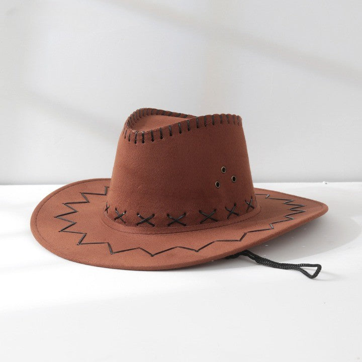 Retro western cowboy hat wide brim sun visor polyester with vintage machine embroidery all seasons