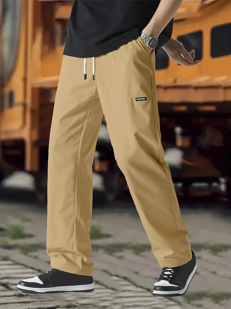 Men's relaxed fit waistline pants with adjustable waist for casual and active comfort